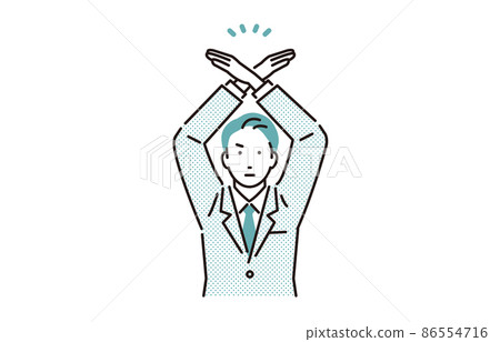 A business person who makes a cross by hand 86554716