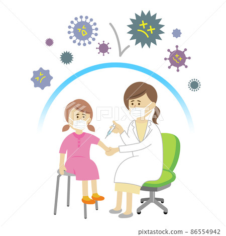給注射的醫生和孩子的例證圖像 給注射的醫生和孩子的例證圖像 86554942