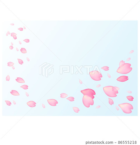 櫻花櫻花花吹心 3D 框架背景複製空間淺藍色插圖素材 86555218