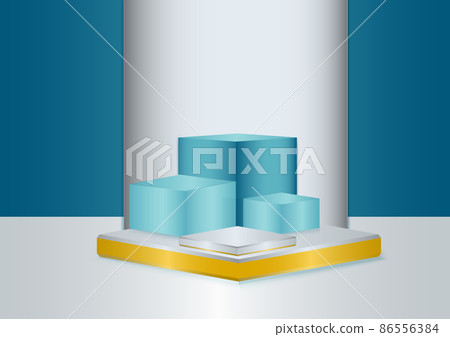 Display product podium scene. Abstract 3D product background blue and grey wall scene. 86556384