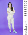 Portrait beautiful young asian woman smile with action 86557707
