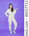 Portrait beautiful young asian woman smile with action 86557713