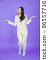 Portrait beautiful young asian woman smile with action 86557716