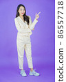 Portrait beautiful young asian woman smile with action 86557718