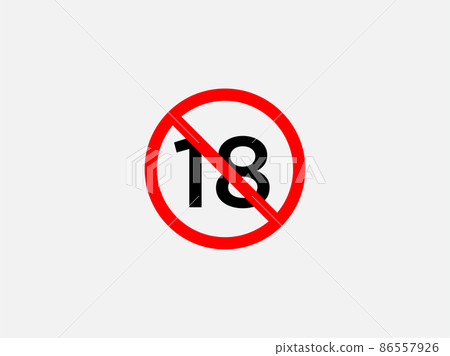 Plus 18 prohibition sign for people under eighteen years of age. For adults only. Vector illustration. 86557926