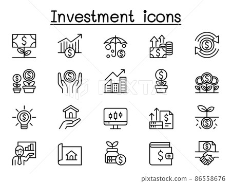 Investment icons set in thin line style 86558676