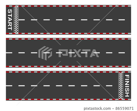 Avoid the asphalt road from start to finish. Background of car or go-kart road race. top view. Abstract graphic element of asphalt road racing concept. Vector Avoid the asphalt road from start to finish. Background of car or go-kart road race. top view. Abstract graphic element of asphalt road racing concept. Vector 86559071