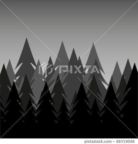 Background of night pine forest, nature, landscape. Abstract silhouettes of forest trees, natural landscape of coniferous trees. Flat style. Vector 86559086