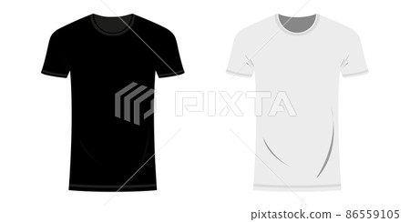 Black and white t-shirt layout. Template for design on white background. Flat style. Vector illustration Vector Black and white t-shirt layout. Template for design on white background. Flat style. Vector illustration Vector 86559105