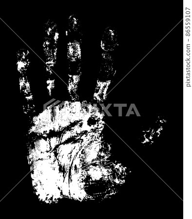 Vector set of texture and grunge hand and foot prints. Collection of black templates on white background for cybersecurity illustrations. Vector 86559107