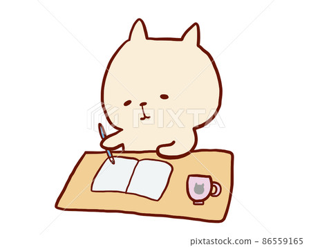Cat studying - Stock Illustration [86559165] - PIXTA