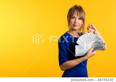 Woman girl with dollars 86559230