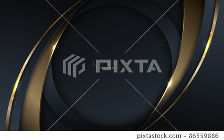 Abstract template elegant 3D blue and gold curve with lighting on dark blue background 86559886