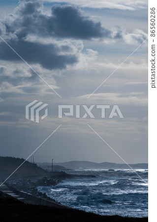 Winter Sea of Japan, Komatsu City, Ishikawa Prefecture, Ataka Beach Winter Sea of Japan, Komatsu City, Ishikawa Prefecture, Ataka Beach 86560286