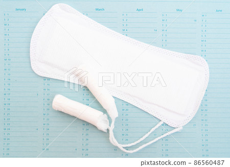Menstrual pad with schedule card background 86560487