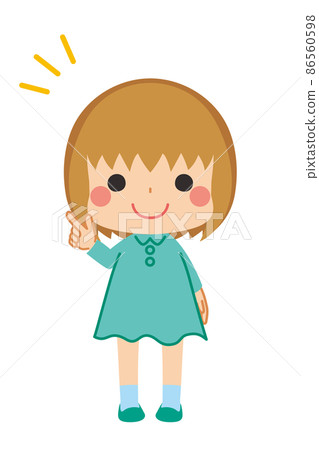 一個可愛的小女孩在一個指向姿勢的插圖白色背景剪貼畫全身人 86560598
