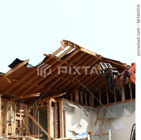 Demolition work site demolition vacant lot real estate housing rebuilding demolition work site heavy machinery construction work chipping Demolition work site demolition vacant lot real estate housing rebuilding demolition work site heavy machinery construction work chipping 86560858