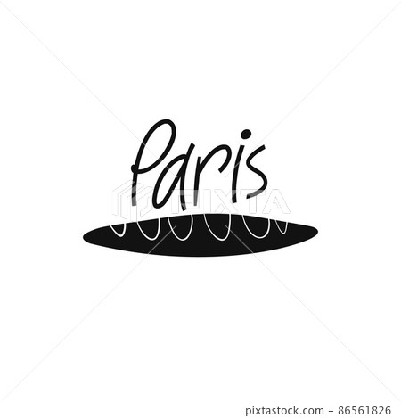 Vector hand drawn food symbol of Paris. Travel illustration of French signs. Hand drawn lettering illustration. French landmark logo 86561826