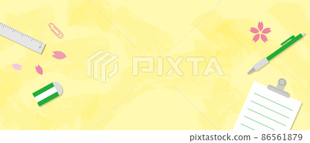 Yellow watercolor background of stationery and cherry blossoms Yellow watercolor background of stationery and cherry blossoms 86561879