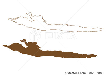 Hvar island (Republic of Croatia, Dalmatian Archipielago, Adriatic Sea) map vector illustration, scribble sketch Hvar map 86562880