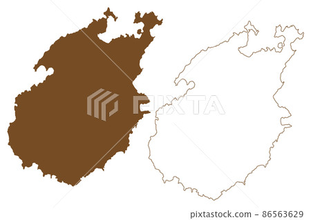 Paros island (Aegean Sea, Hellenic Republic, Greece) map vector illustration, scribble sketch Paros map 86563629