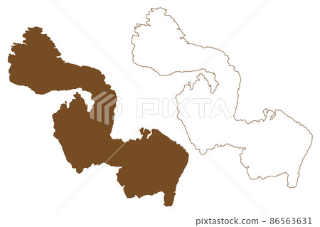 Otteroy island (Kingdom of Norway) map vector illustration, scribble sketch Otteroy map 86563631