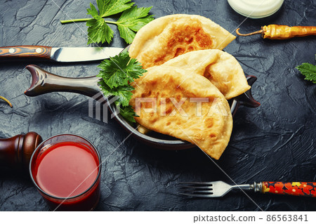 Delicious appetizing, chebureks 86563841
