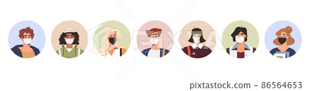 Flat avatar people in medical masks 86564653