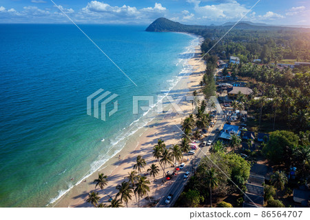 Aerial view of Thungwualaen Beach in Chum phon, Thailand. 86564707
