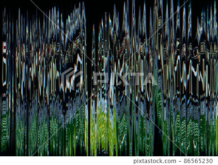 Digital noise. Glitch overlay. Damaged laptop screen. Bad quality effect. Green gray distortion artifacts texture on dark black abstract background. 86565230