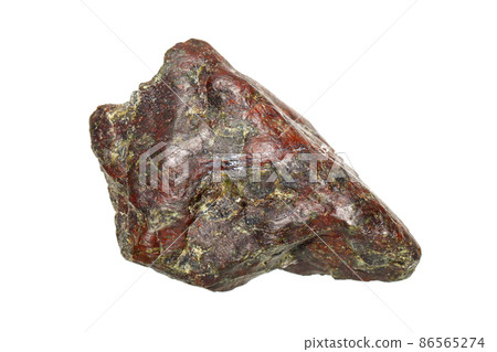 Red serpentinite stone on white background 86565274
