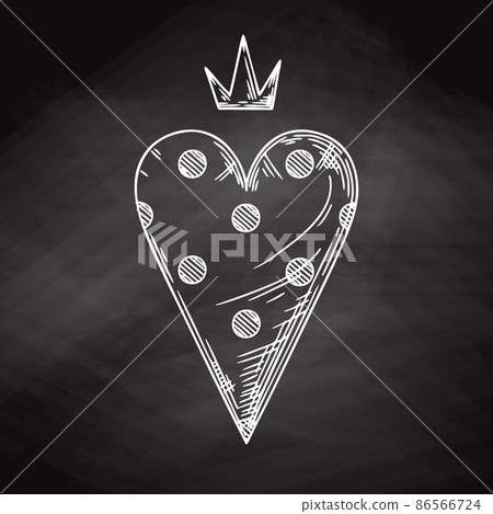Sketch of a heart with a crown. Heart isolated on white background. Vector illustration. 86566724