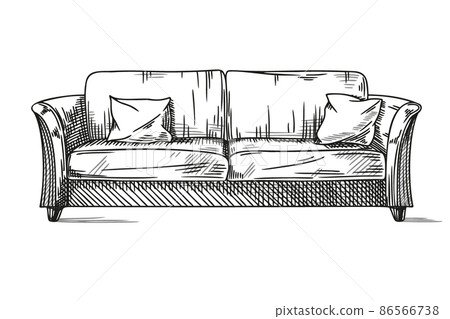 Sketch sofa isolated on white background. Vector illustration. 86566738