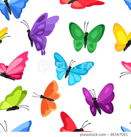 Seamless pattern with decorative butterflies. Colorful abstract insects. 86567081