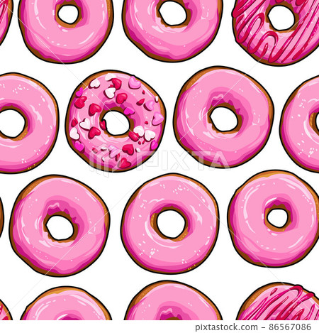Seamless background with pink donuts Seamless background with pink donuts 86567086