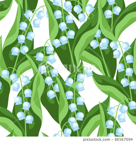 Seamless pattern with lilies of valley flowers. Beautiful decorative spring plants. 86567094