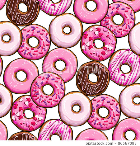 Seamless background with pink donuts 86567095