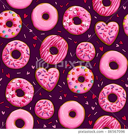 Seamless background with pink donuts Seamless background with pink donuts 86567096