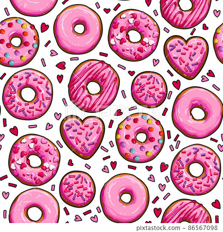 Seamless background with pink donuts Seamless background with pink donuts 86567098