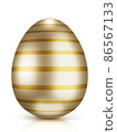 Golden Easter egg with stripped pattern isolated is on white background with Clipping path  ,3D rendering 86567133
