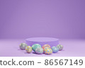 Easter eggs with podium stage for product display  3D rendering 86567149