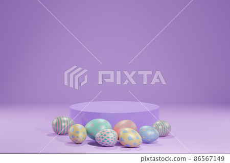 Easter eggs with podium stage for product display  3D rendering 86567149