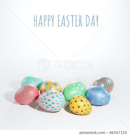 Group of easter eggs painted isolate on white background 3D rendering 86567150