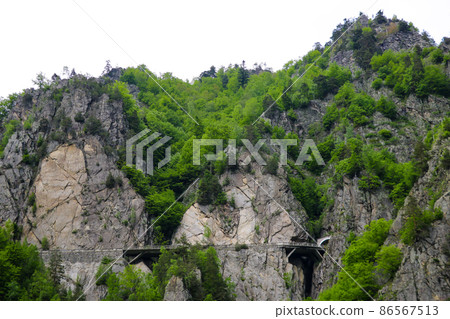 View of the nature on the road Transfagaras in the picturesque mount in Romania. 86567513