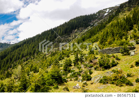 Transfagaras - hiking in the mountains. Nature background Transfagaras - hiking in the mountains. Nature background 86567531