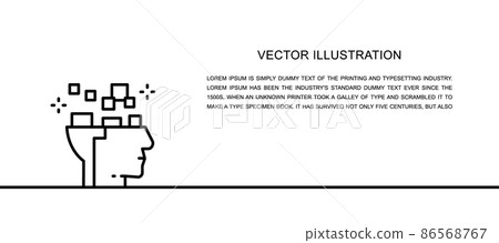 Robot head, brain connected to circuit board, artificial intelligence one line icon. Robot head, brain connected to circuit board, artificial intelligence one line icon. 86568767