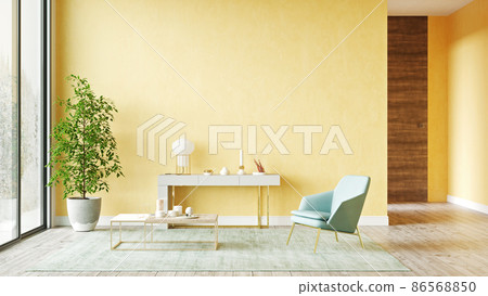 Beautiful interior of a modern room. Bright and clean design. 3D rendering Beautiful interior of a modern room. Bright and clean design. 3D rendering 86568850