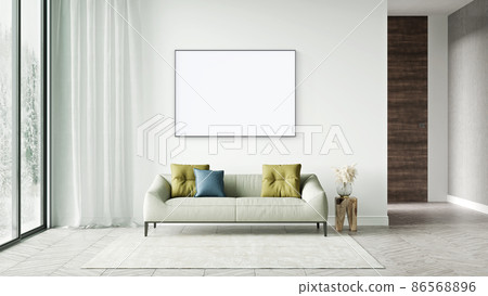 Mock up poster frame in modern interior background, living room, Scandinavian style, 3D rendering 86568896