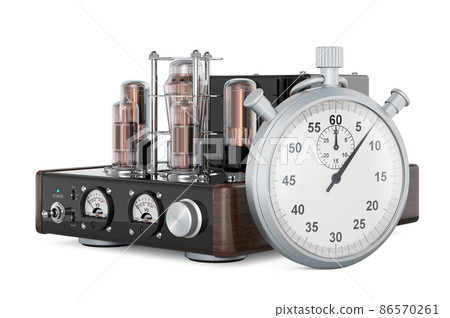 Electronic amplifier with stopwatch, 3D rendering Electronic amplifier with stopwatch, 3D rendering 86570261