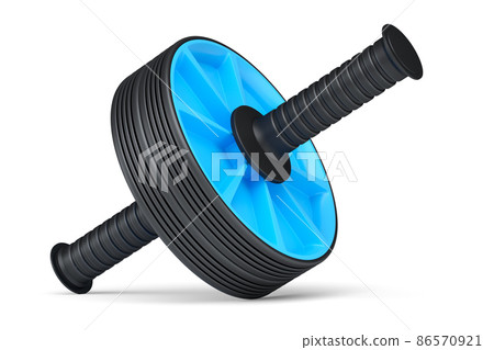 AB roller for abdominal muscles isolated on white background. 3d rendering of sport equipment for active workout, trx and powerlifting 86570921
